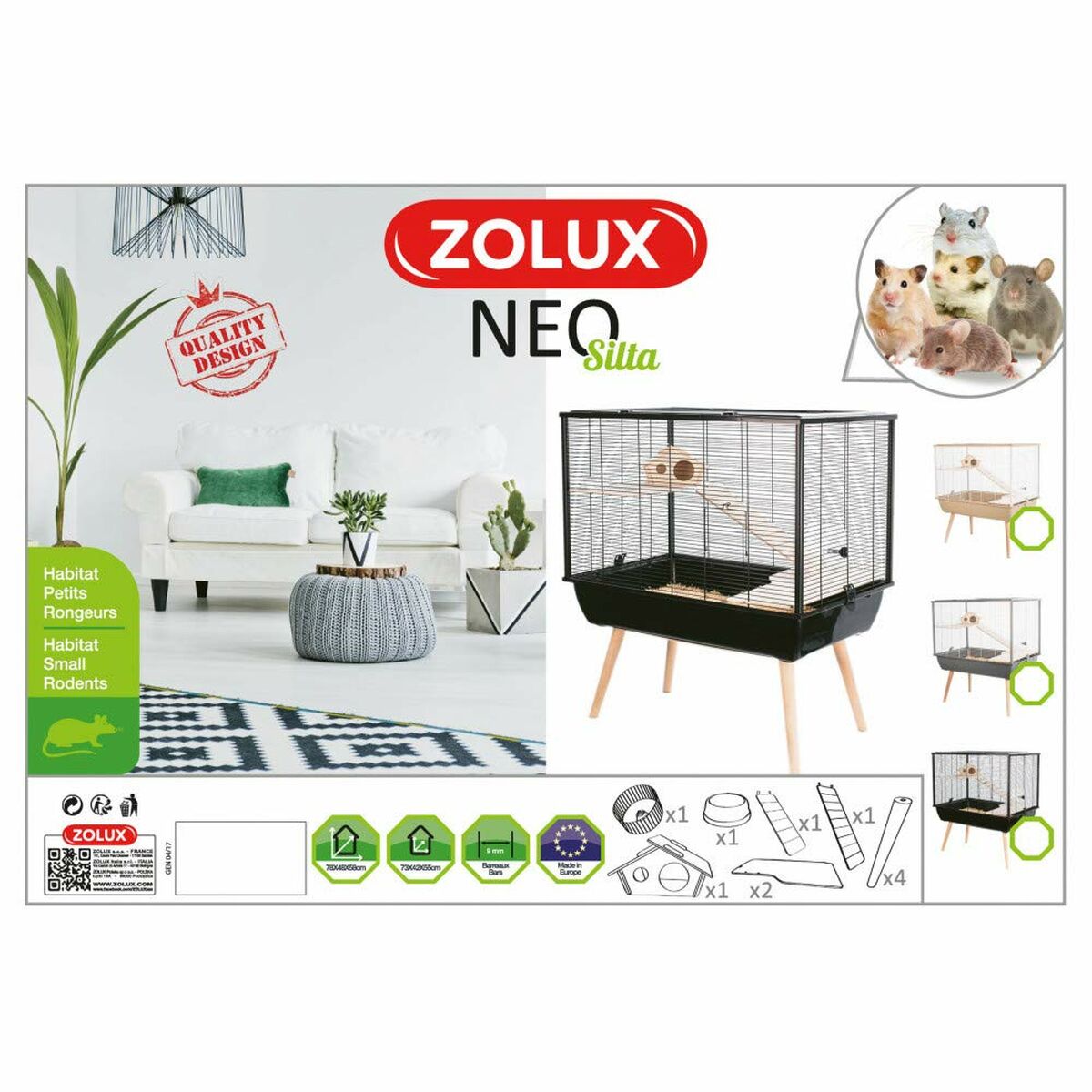 Gabbia Zolux 78 cm Legno Metallo Plastica Metallo/Plastica (1 Pezzi) 3 S9111870_1