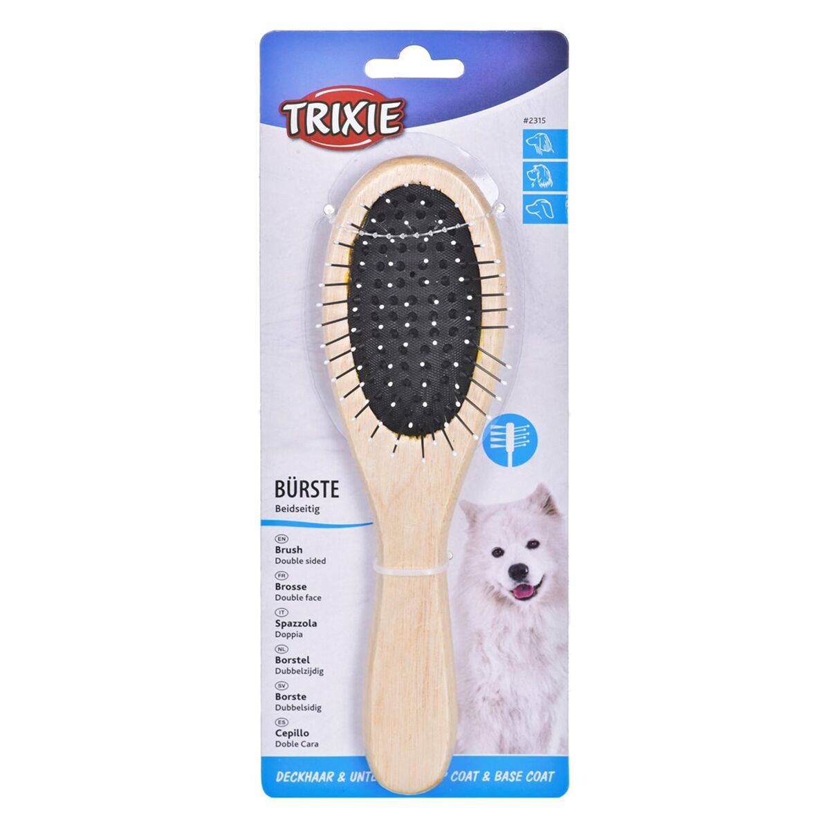 Spazzola Trixie Gatto Doppia Marrone Nero Legno 4 S9111636_2