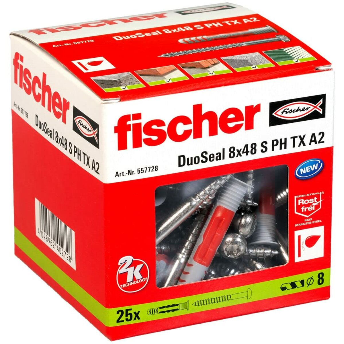 Dadi e viti Fischer DuoSeal 557728 S A2 Impermeabili Ø 8 x 48 mm 3 S7910932_1