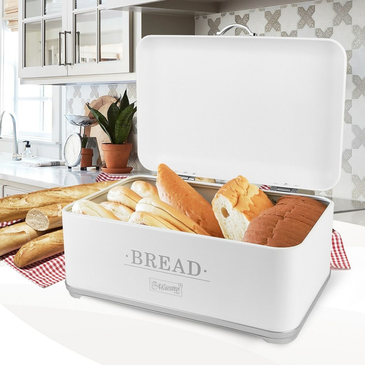 Portapane Feel Maestro MR-1677-AR-W Bianco Acciaio inossidabile 34 x 16 x 22 cm 5 S9103018_3