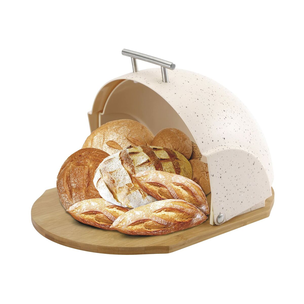 Portapane Feel Maestro MR-1678 Beige Argentato Legno Plastica 1 Pezzi 27,5 x 21 x 37,5 cm 3 S9132981_1