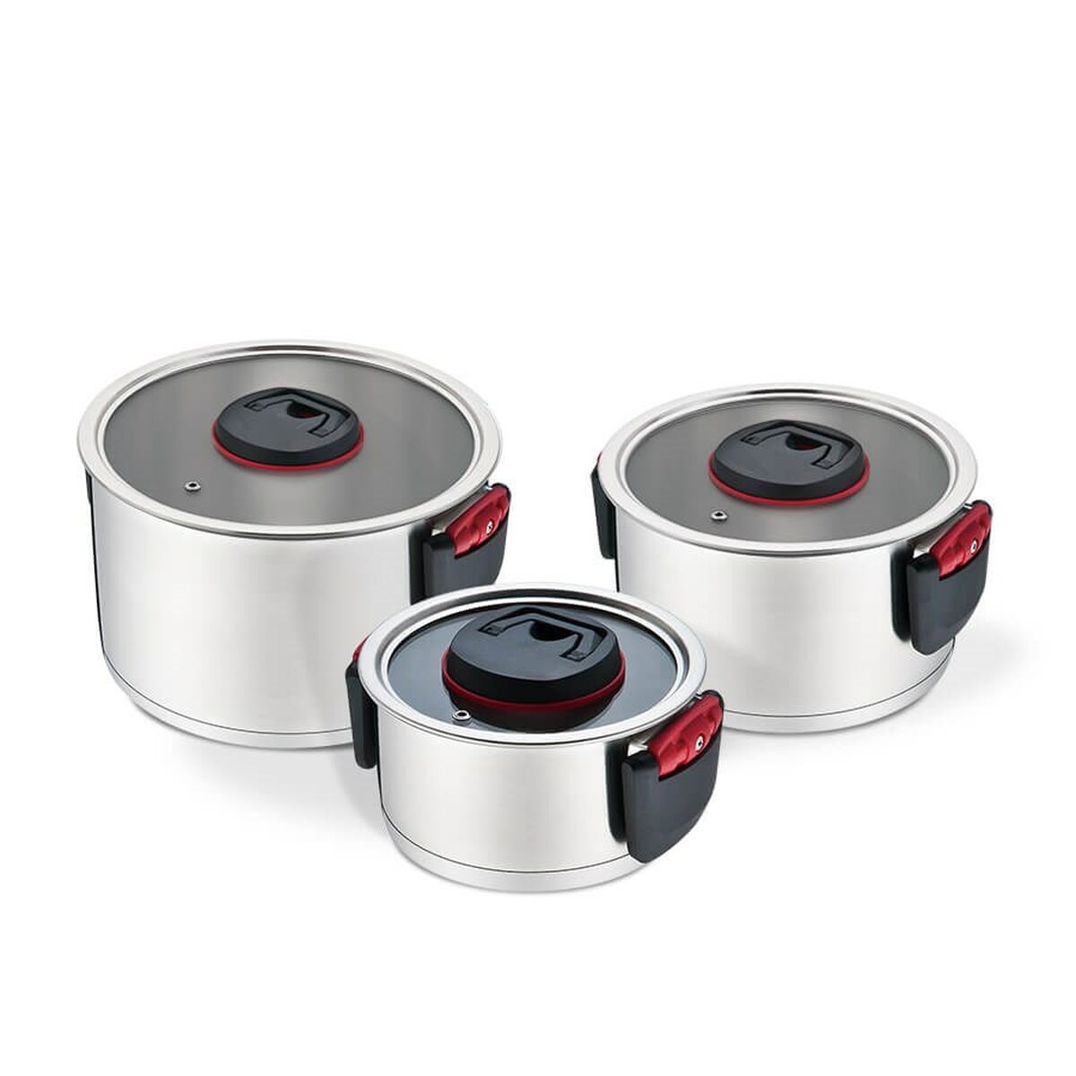 Pentola con Coperchio Feel Maestro MR-3530-6 Nero Rosso Acciaio Acciaio inossidabile Plastica Ø 24 cm Ø 20 cm Ø 16 cm 1,5 L 5,8 3 S9102991_1
