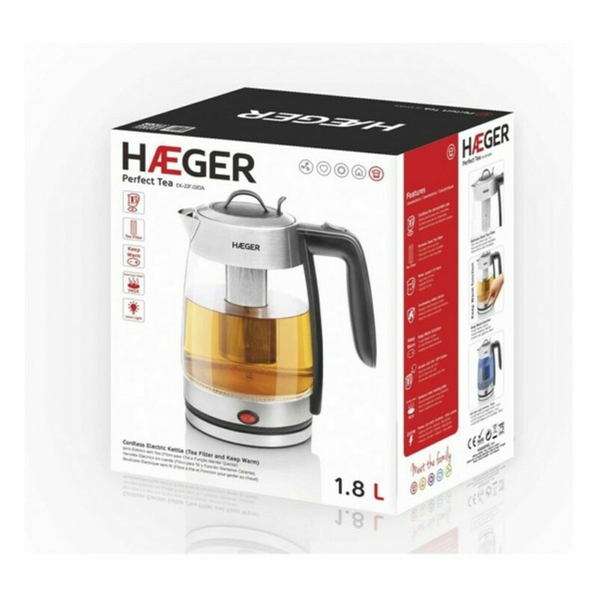 Bollitore Elettrico con Teiera Haeger EK-22F.020A Bianco Acciaio inossidabile 2200 W 4 S7781488_2