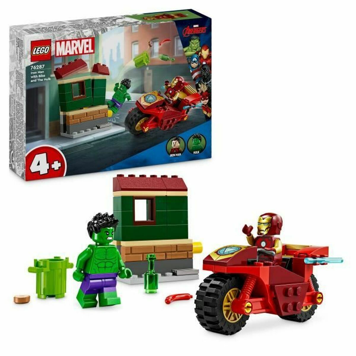 Set di Costruzioni Lego Marvel 76287 Iron Man with bike and Hulk Multicolore 68 Pezzi 2 S91111154_0