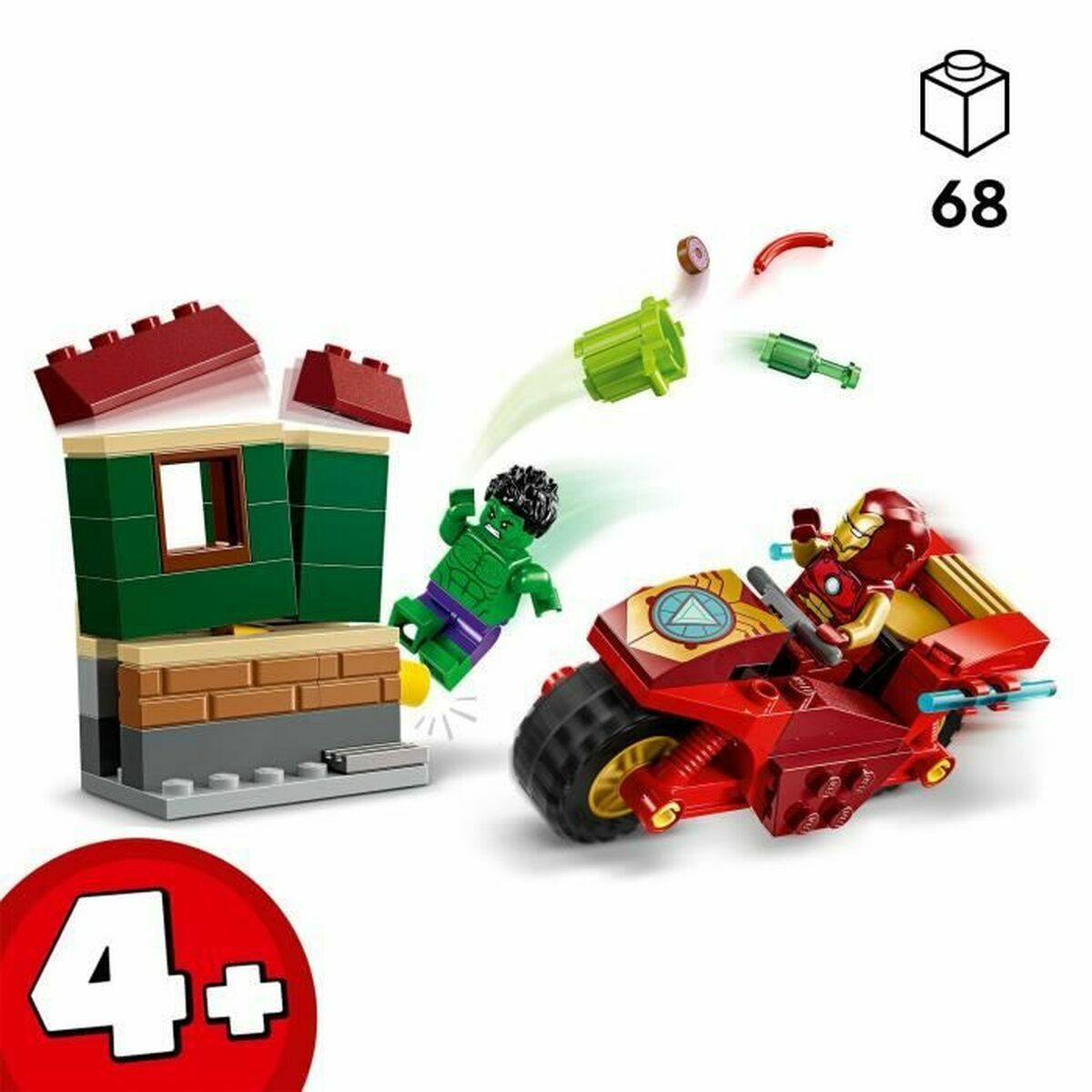 Set di Costruzioni Lego Marvel 76287 Iron Man with bike and Hulk Multicolore 68 Pezzi 3 S91111154_1