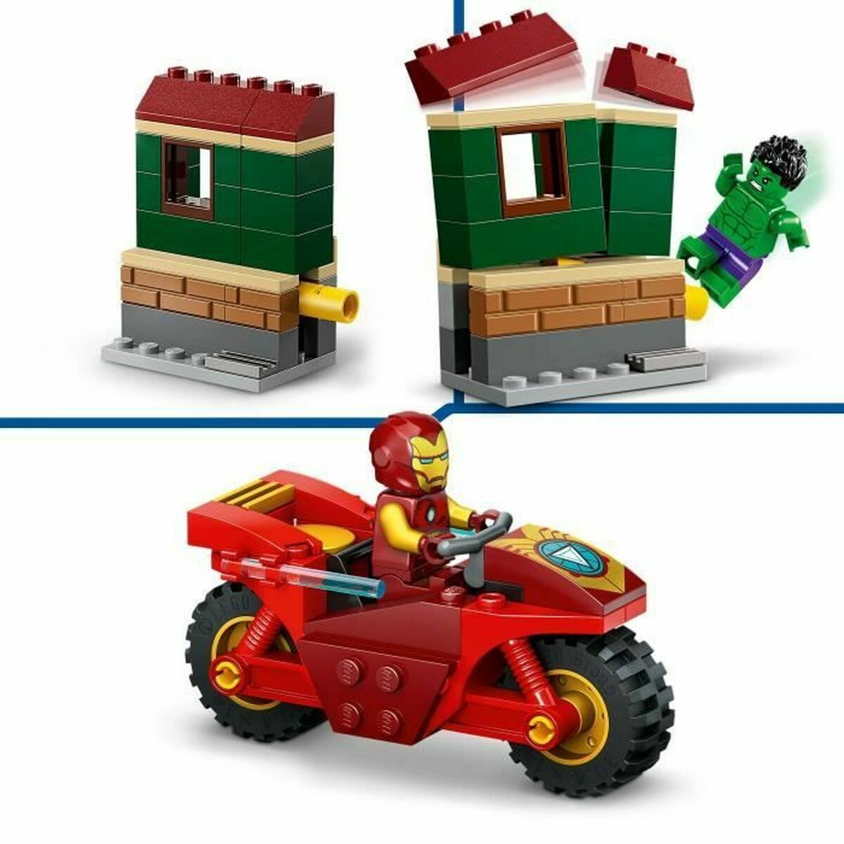 Set di Costruzioni Lego Marvel 76287 Iron Man with bike and Hulk Multicolore 68 Pezzi 4 S91111154_2