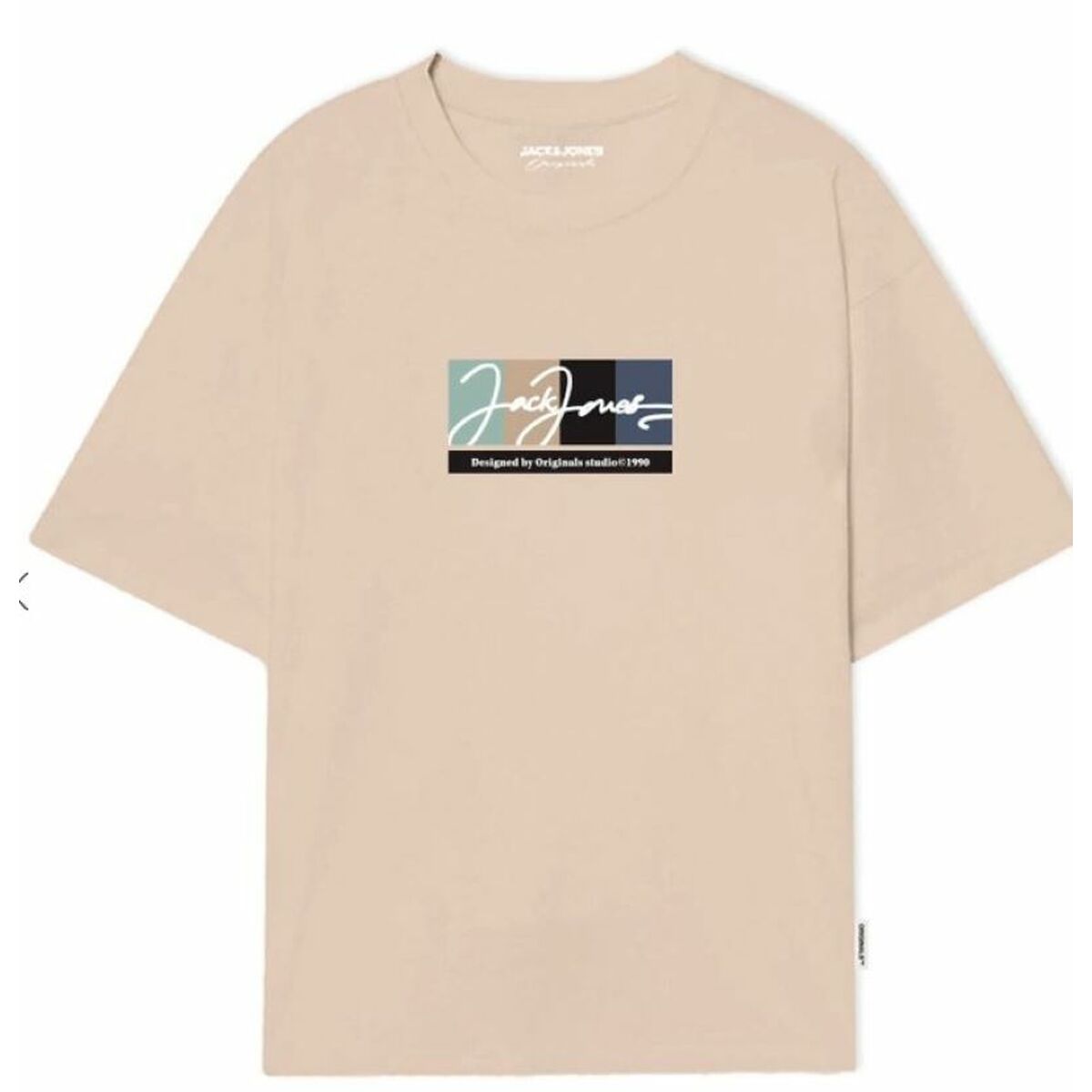 Maglia a Maniche Corte Uomo Jack & Jones JORPORTLAND BLOCK BRANDING SS CN LN 12262662 Beige 3 S2034131_1