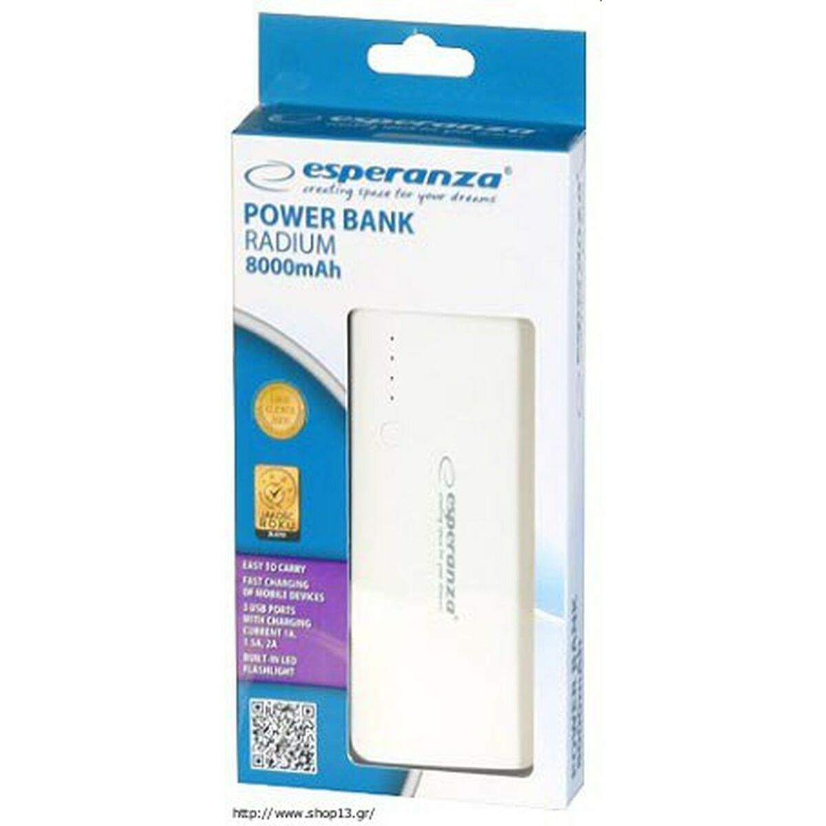 Power Bank Esperanza EMP106WE Bianco Grigio Bianco/Grigio 8000 mAh 3 S9129192_1