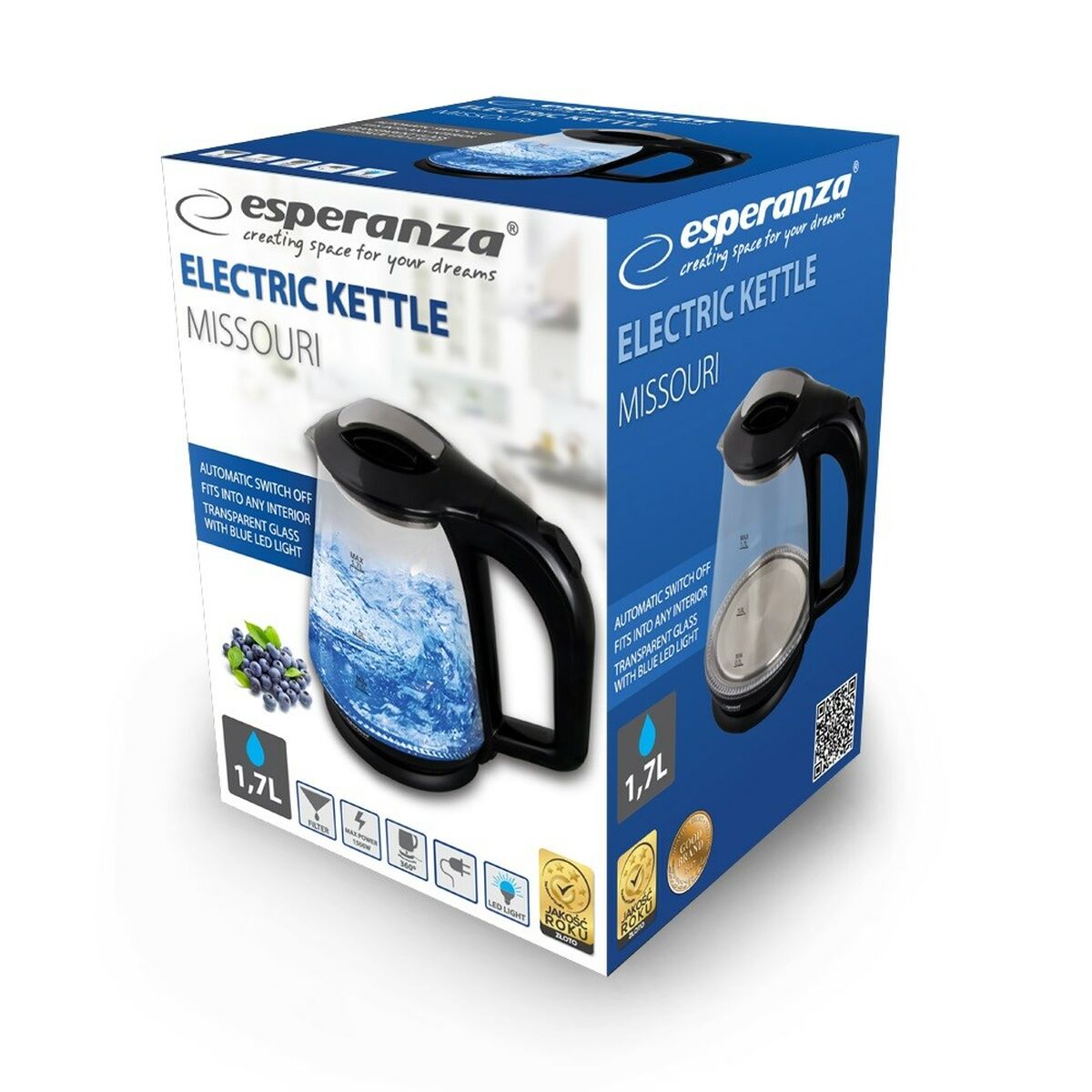 Bollitore Esperanza EKK024K Nero Vetro Plastica 1500 W 1,7 L 4 S9102333_2