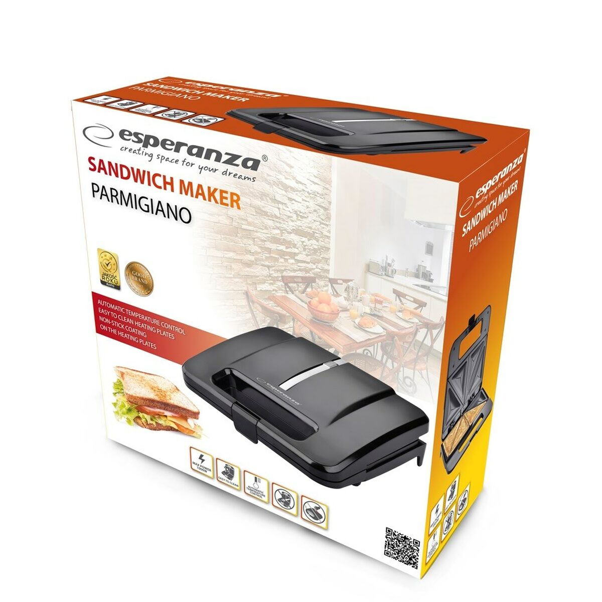 Piastra Grill Elettrica Esperanza EKT010 Nero 1000 W 5 S9102420_3