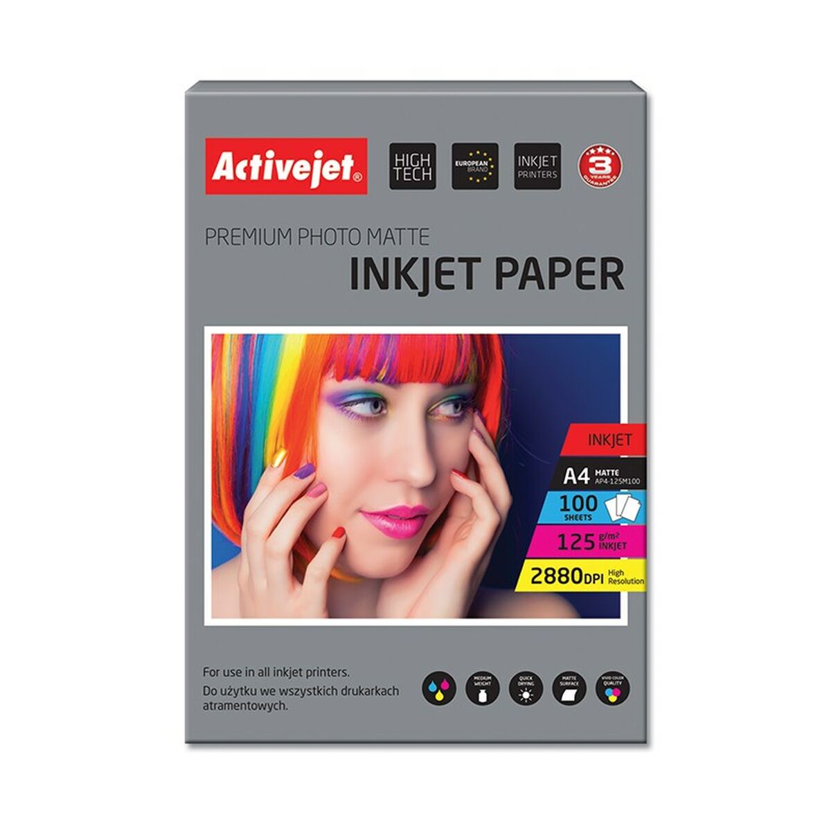 Carta fotografica opaca Activejet AP4-125M100 A4 100 fogli 21 x 29,7 cm 2 S9112744_0