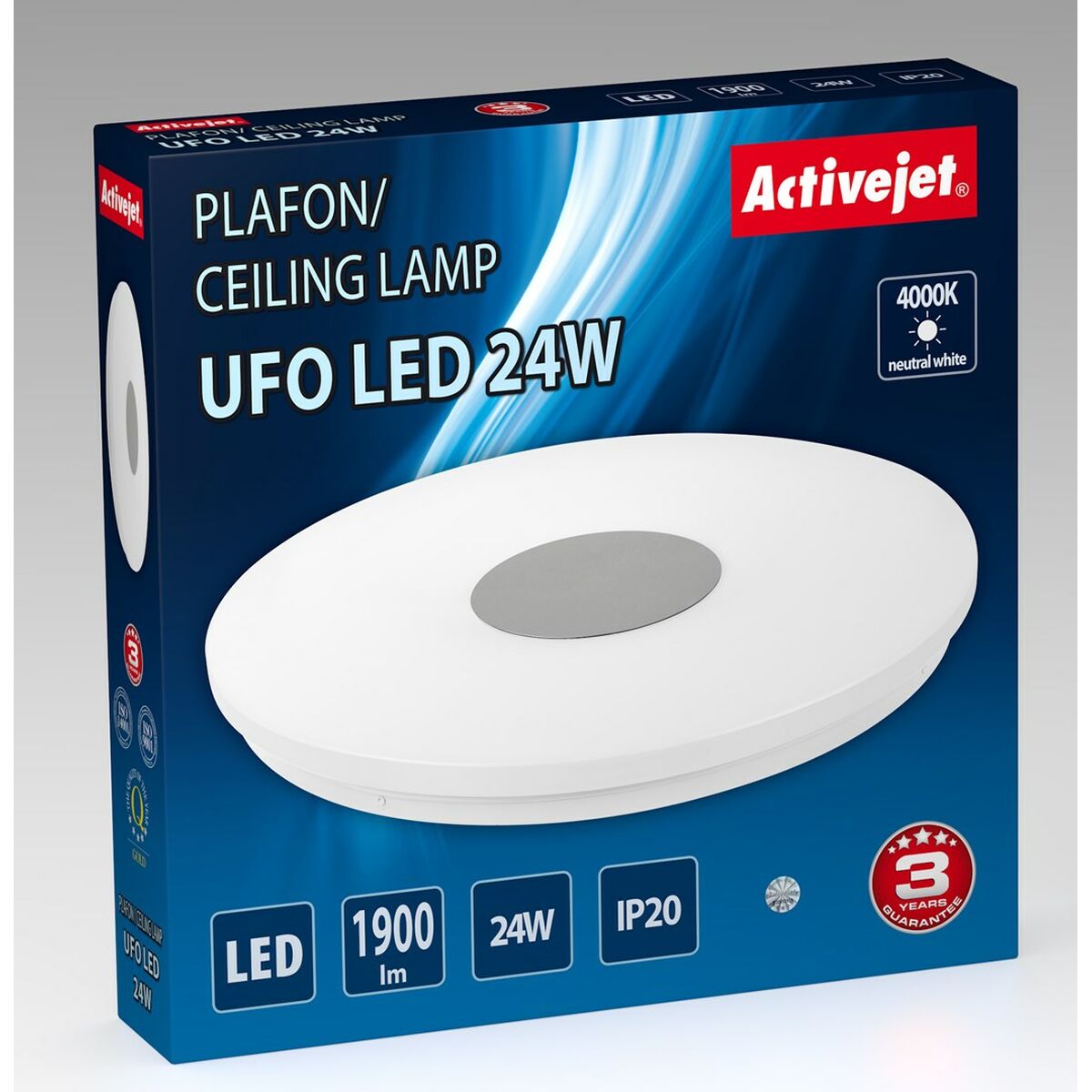 Lampadario Activejet AJE-UFO 24W Bianco Argentato 80 24 W Metallo (4000 K) (1 Unità) 3 S9121689_1