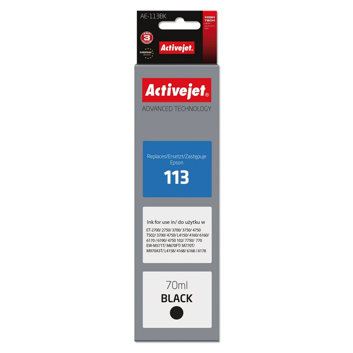 Cartuccia ad Inchiostro Originale Activejet AE-113Bk Nero 2 S9112544_0
