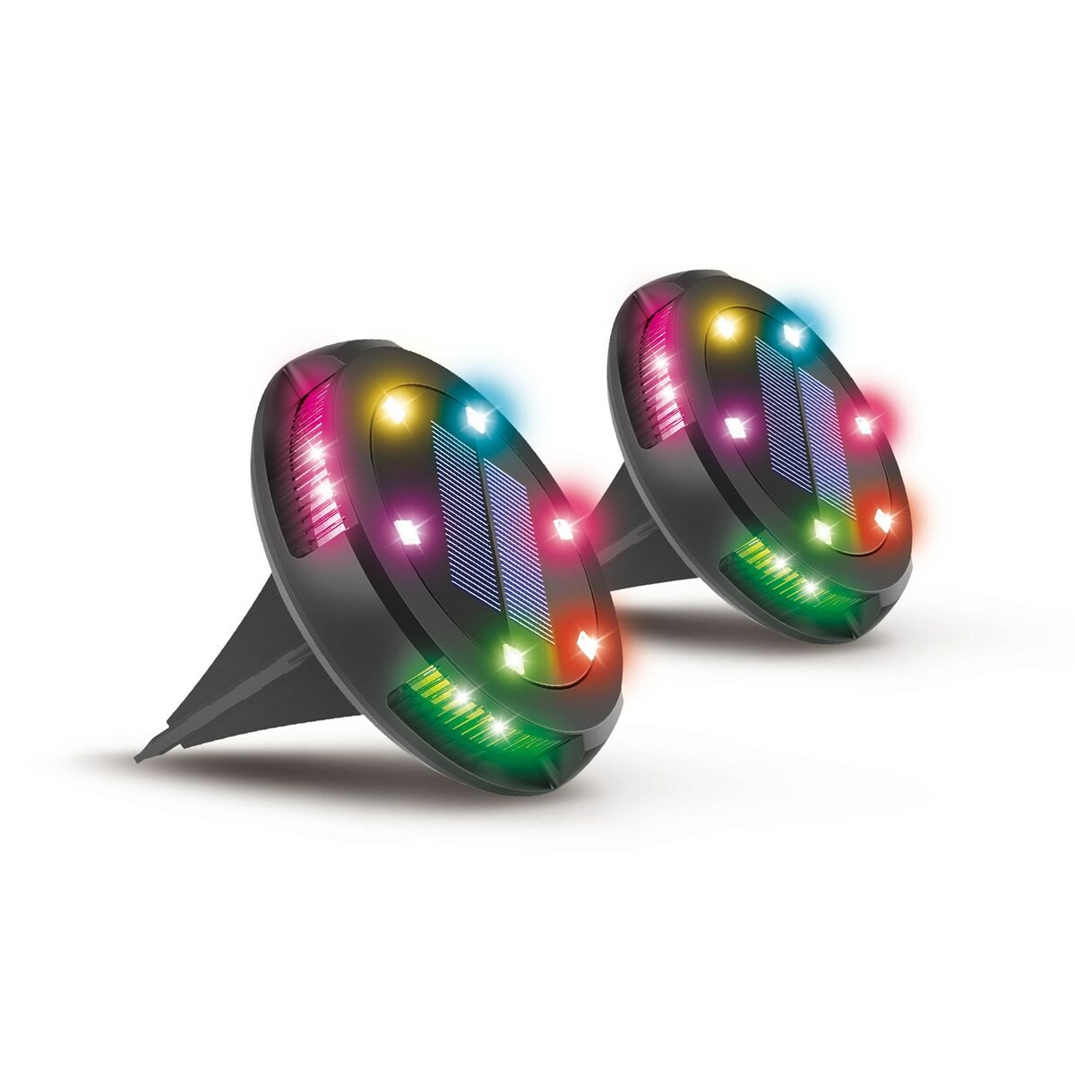 Lampada ad energia solare Activejet AJE-LARIX DP Nero RGB 11 x 14,5 x 11 cm (2 Unità) 2 S9142847_0