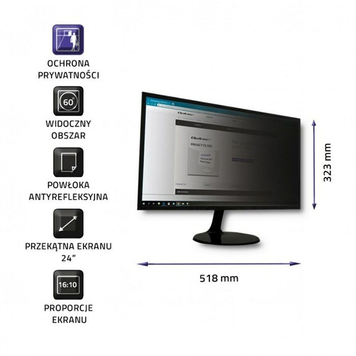 Supporto da Parete Qoltec 51061 24" 5 S9136618_3