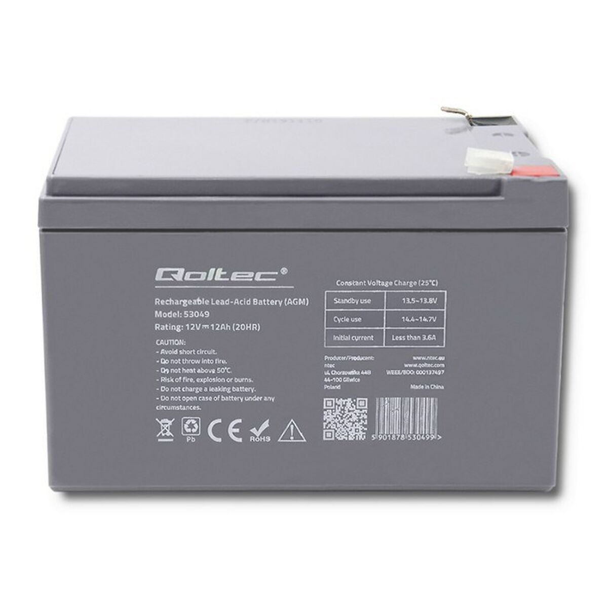 Batteria per Gruppo di Continuità UPS Qoltec 53049 12 Ah 12 V 3 S9129958_1