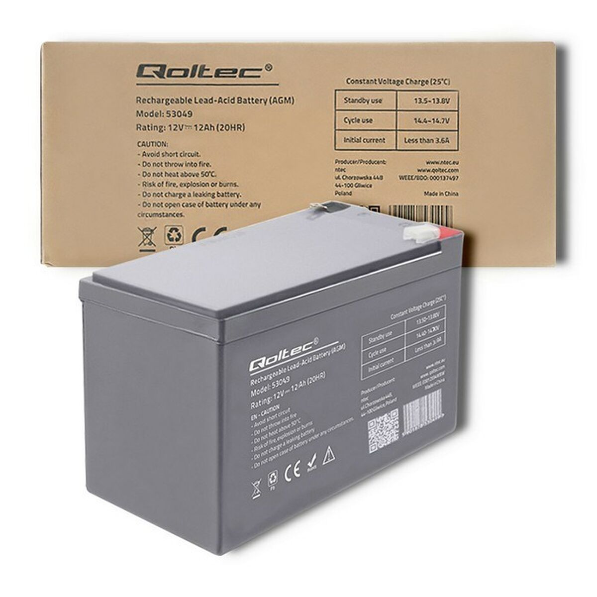 Batteria per Gruppo di Continuità UPS Qoltec 53049 12 Ah 12 V 6 S9129958_4