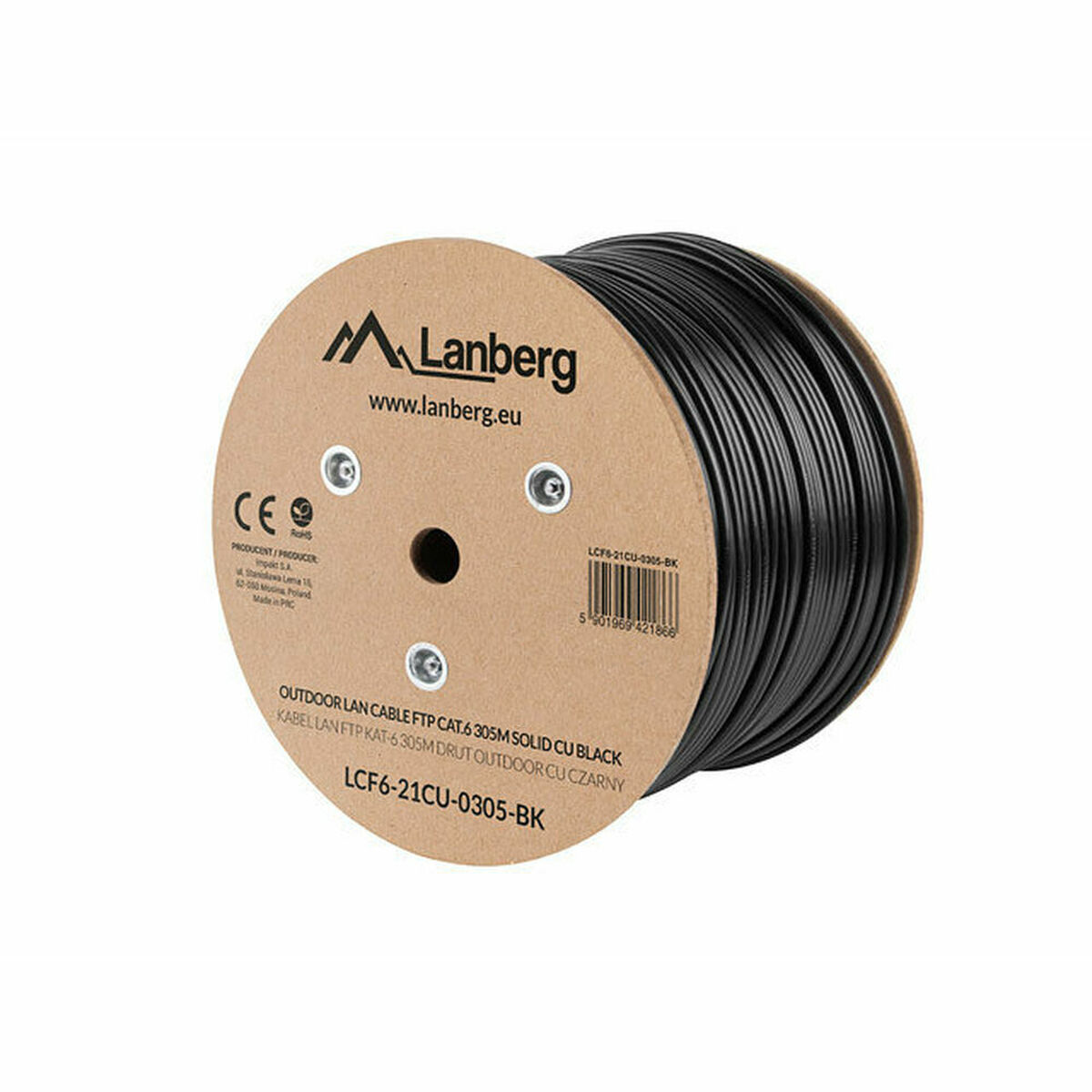 Cavo di Rete Rigido FTP Categoria 6 Lanberg LCF6-21CU-0305-BK 305 m Nero 2 S5612422_0