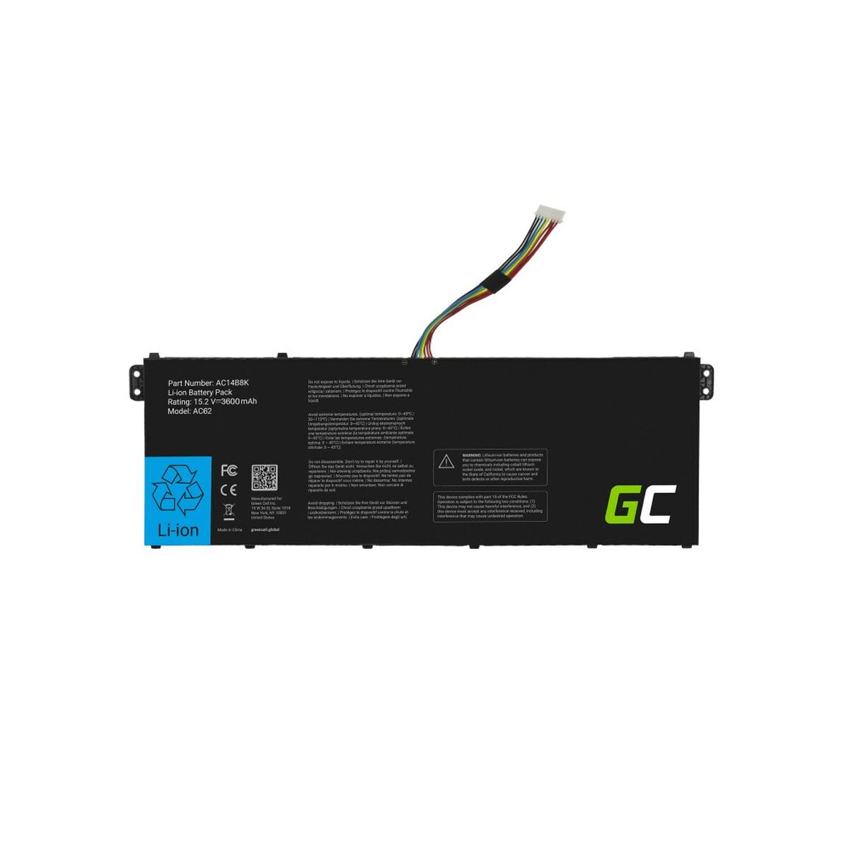 Batteria per Laptop Green Cell AC62 Nero 3600 mAh 3 S91105962_1