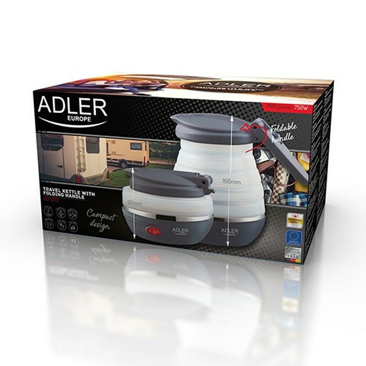Bollitore Adler AD 1279 Bianco Nero Plastica 750 W 0,6 L 8 S9140077_6