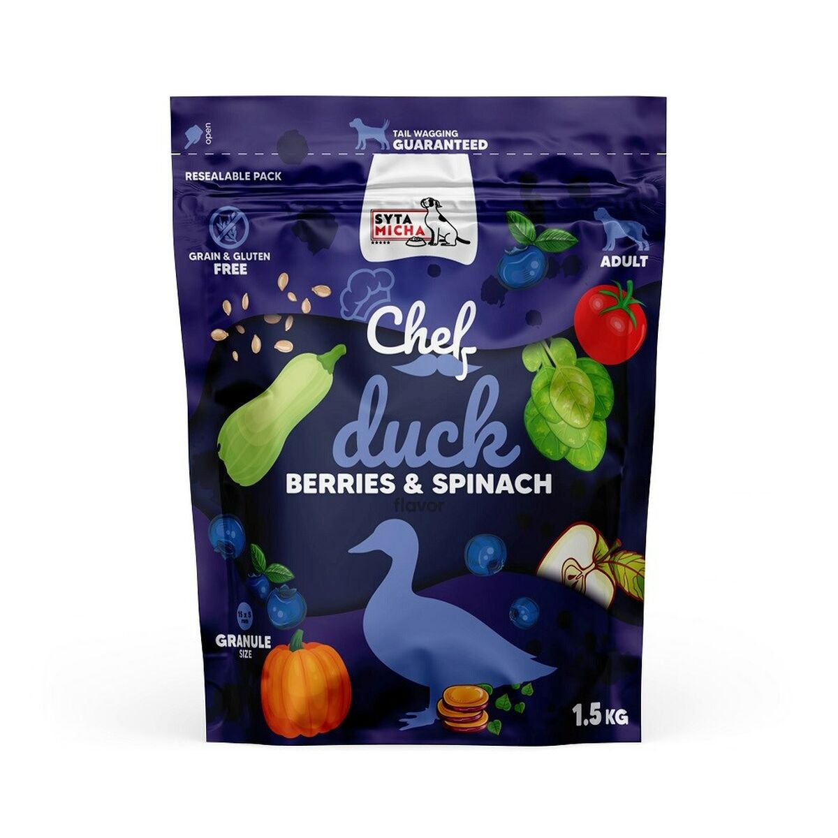 mangime SYTA MICHA Chef Frutti di bosco Anatra Spinaci 1,5 Kg 2 S9186158_0