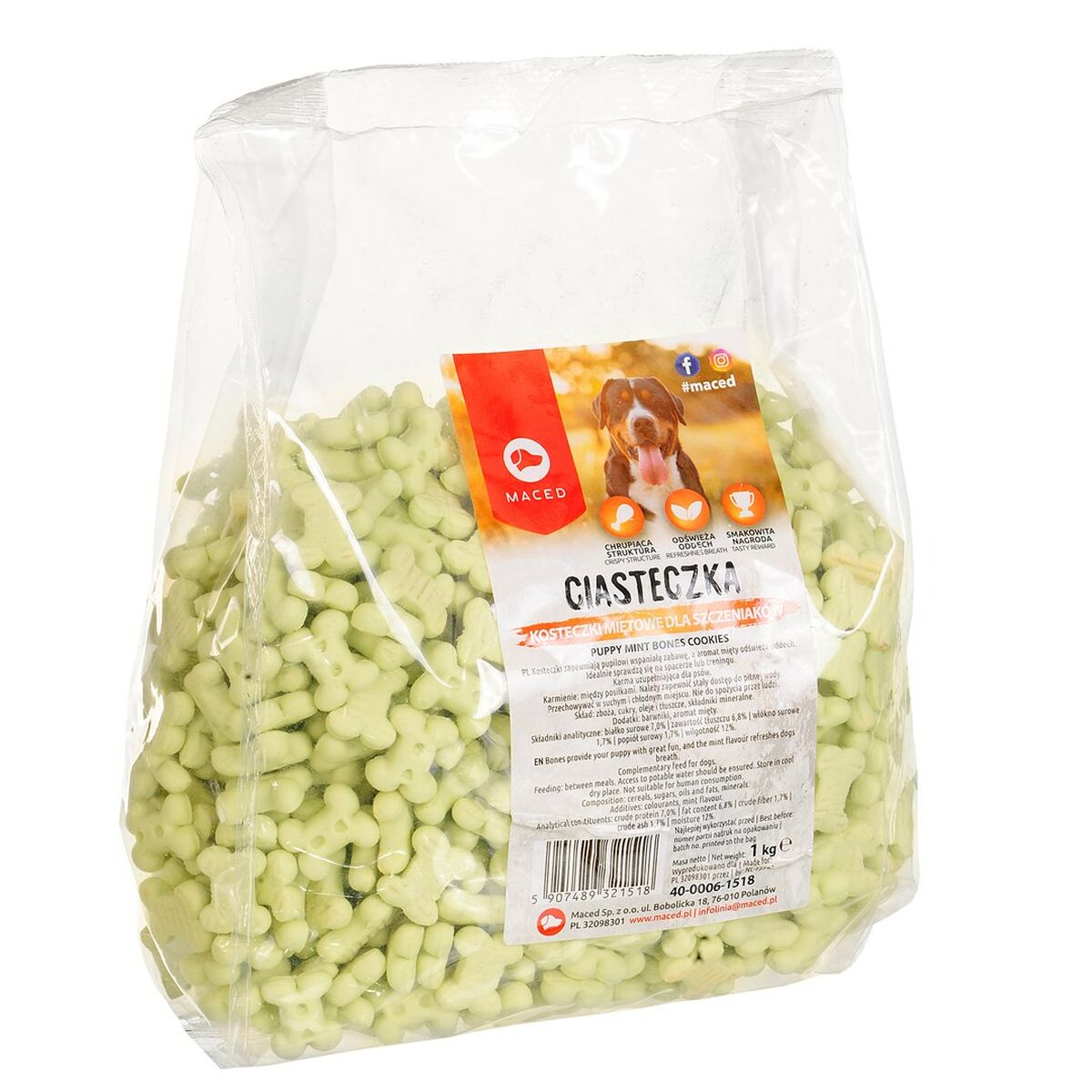 Snack per Cani Maced Cookies Osso Menta Carne 1 kg 2 S9110800_0