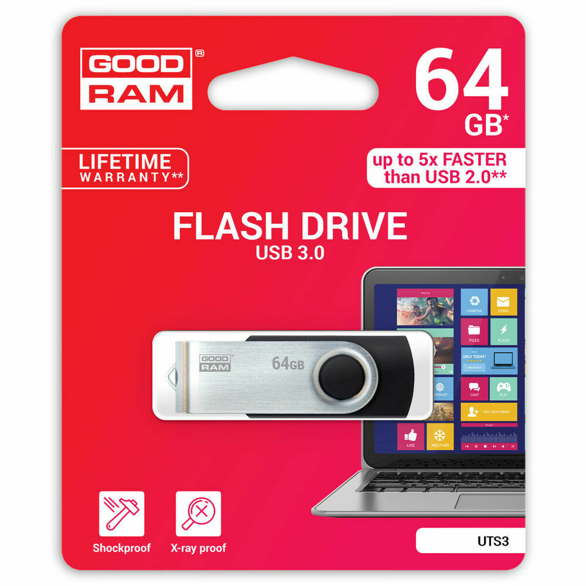 Memoria USB GoodRam UTS3-0640K0R11 USB 3.1 Nero 64 GB (1 Unità) 3 S9122043_1
