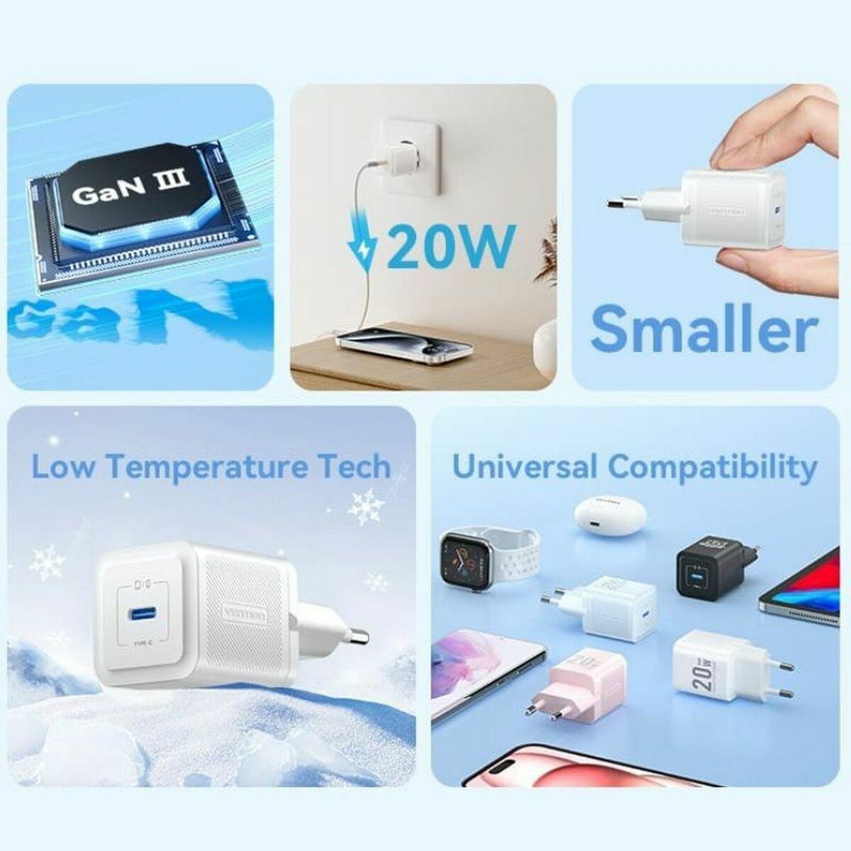 Caricabatterie da Parete Vention FEPB0-EU 20 W 4 S9911101_2