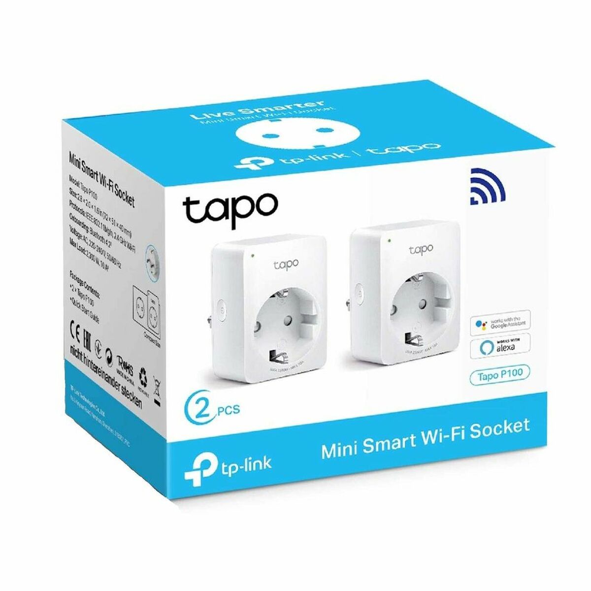 Presa Intelligente TP-Link P100 2900W Wi-Fi 220 V 220-240 V 13 A 10 A Bianco (2 uds) 2 S9907804_0