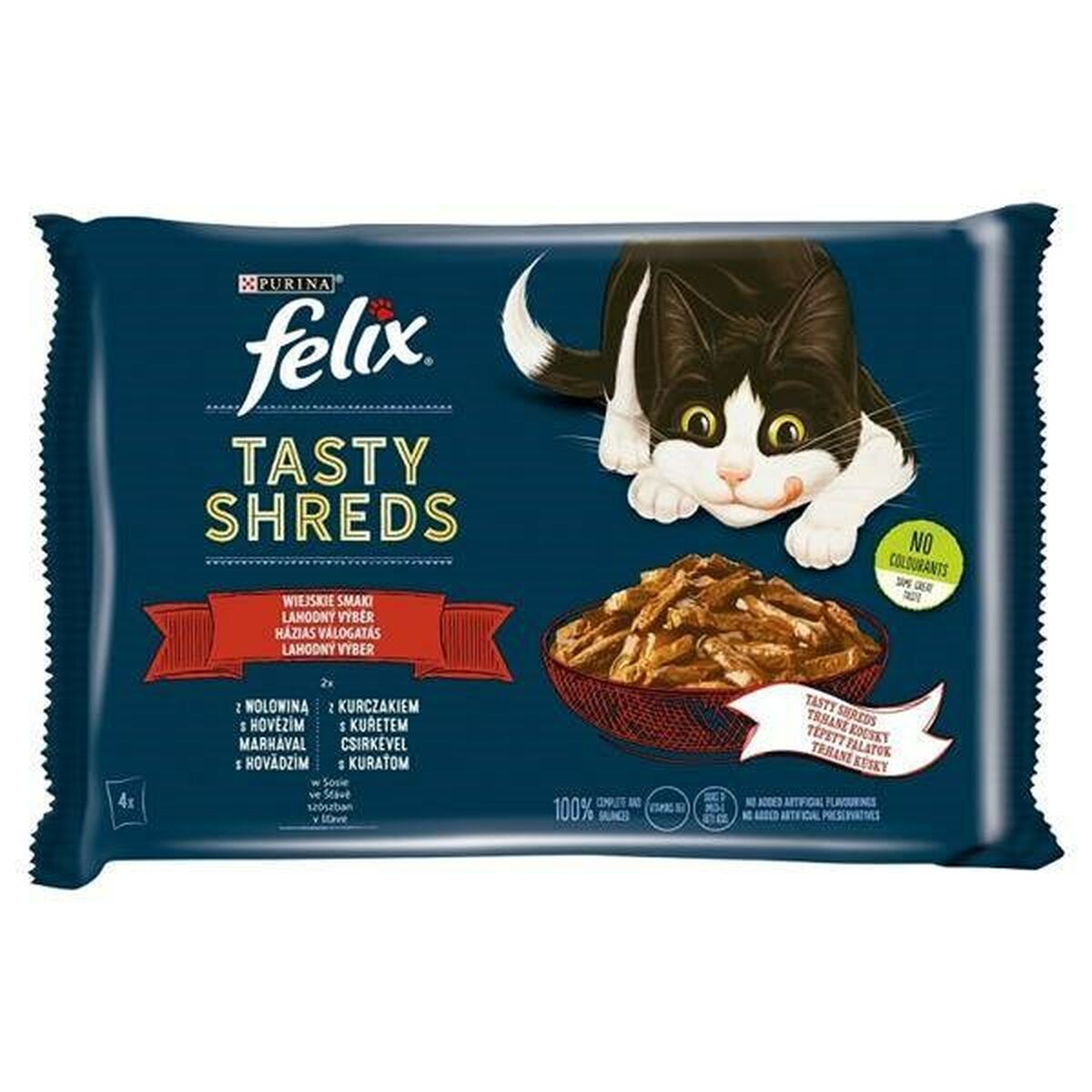 Cibo per gatti Purina Tasty Shreds Pollo Carne di vitello 4 x 80 g 2 S9111015_0