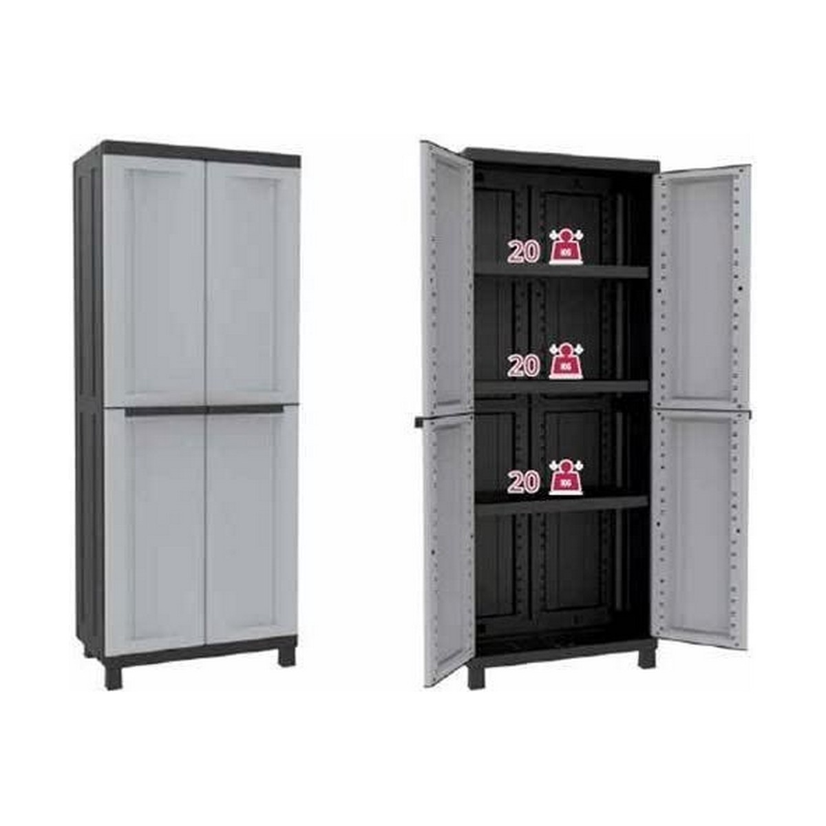 Armadio guardaroba Terry Nero/Grigio Resina Plastica 68 X 39 X 170 CM 3 S7904625_1