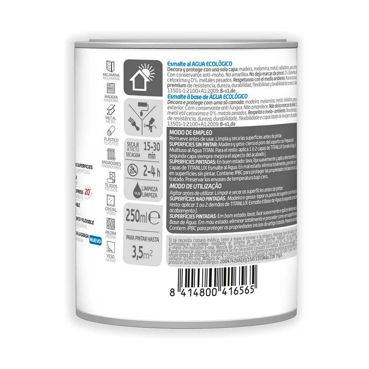 Smalto acrilico Titanlux 00t056614 Ecologico 250 ml Bianco Luminoso 3 S7913225_1