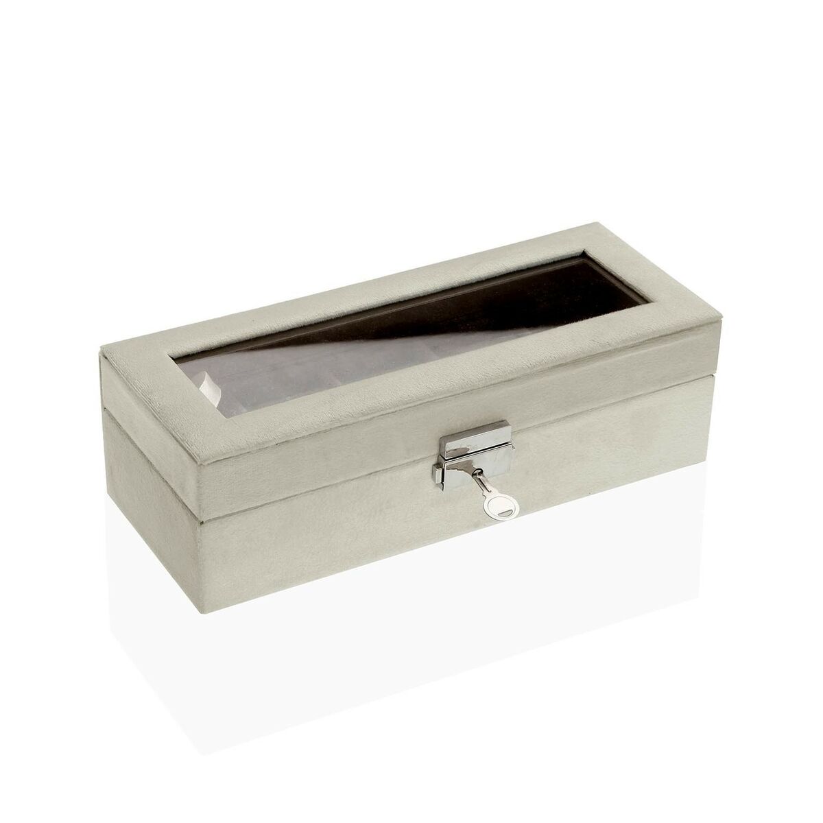 Custodia per orologi Versa Crema Velluto Legno Ecopelle Specchio Legno MDF 10 x 7,2 x 25,5 cm 2 S3411516_0