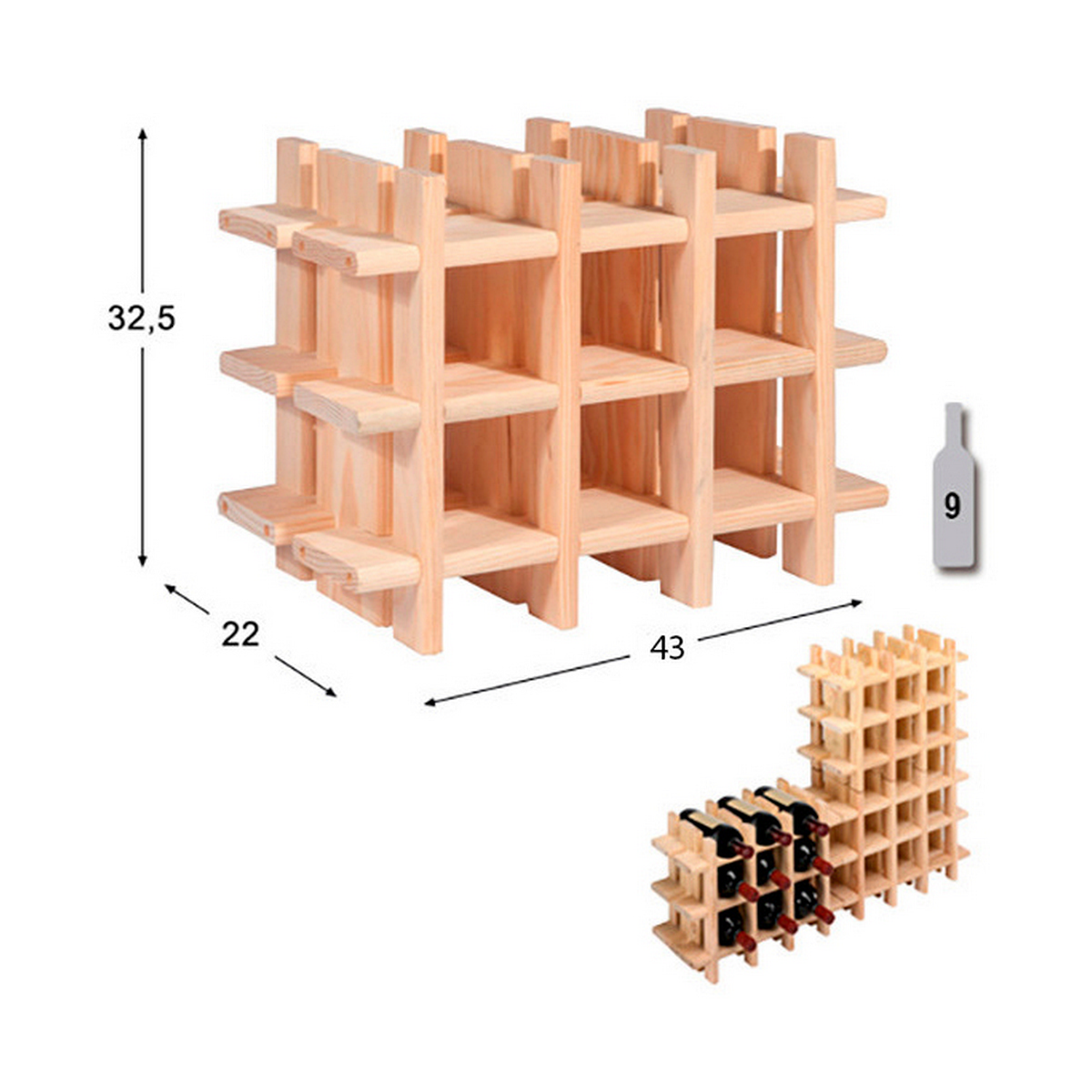 Portabottiglie Astigarraga Evolutivo rioja Marrone Pino (43 x 22 x 32,5 cm) 5 S7906564_3