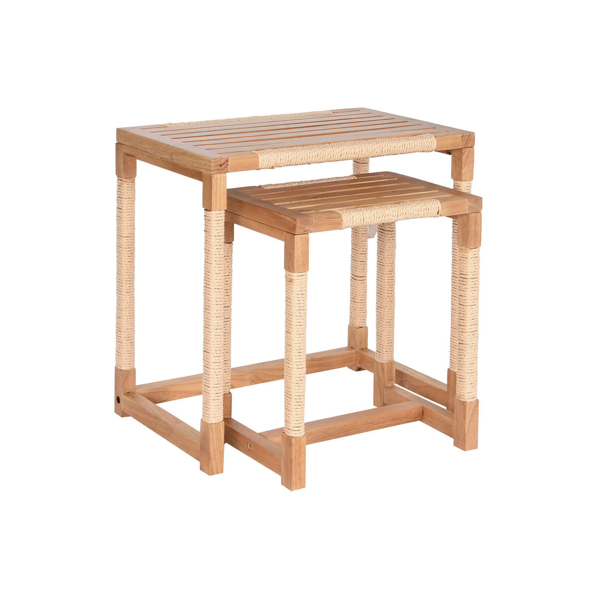 Set di 2 tavoli Home ESPRIT Naturale Corda Abete 58 x 38 x 60 cm 5 S3053780_3