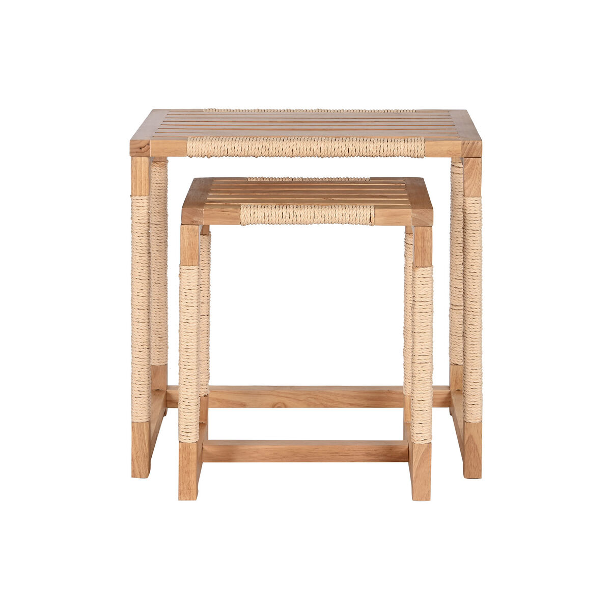 Set di 2 tavoli Home ESPRIT Naturale Corda Abete 58 x 38 x 60 cm 6 S3053780_4