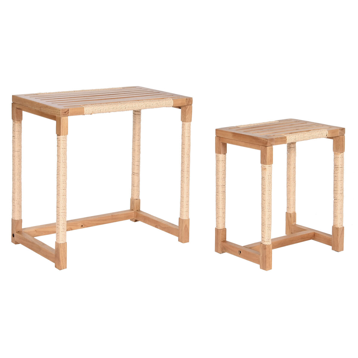 Set di 2 tavoli Home ESPRIT Naturale Corda Abete 58 x 38 x 60 cm 2 S3053780_0
