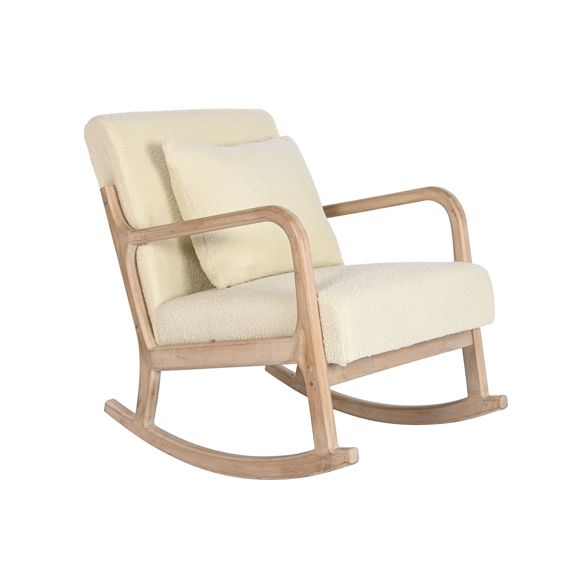Sedia a Dondolo Home ESPRIT Bianco Naturale Legno d'albero della gomma 66 x 88 x 78 cm 2 S3054262_0