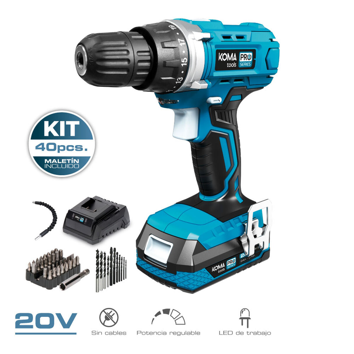 Set trapano e accessori Koma Tools Pro Series Cacciavite 40 Pezzi 3 S7920906_1