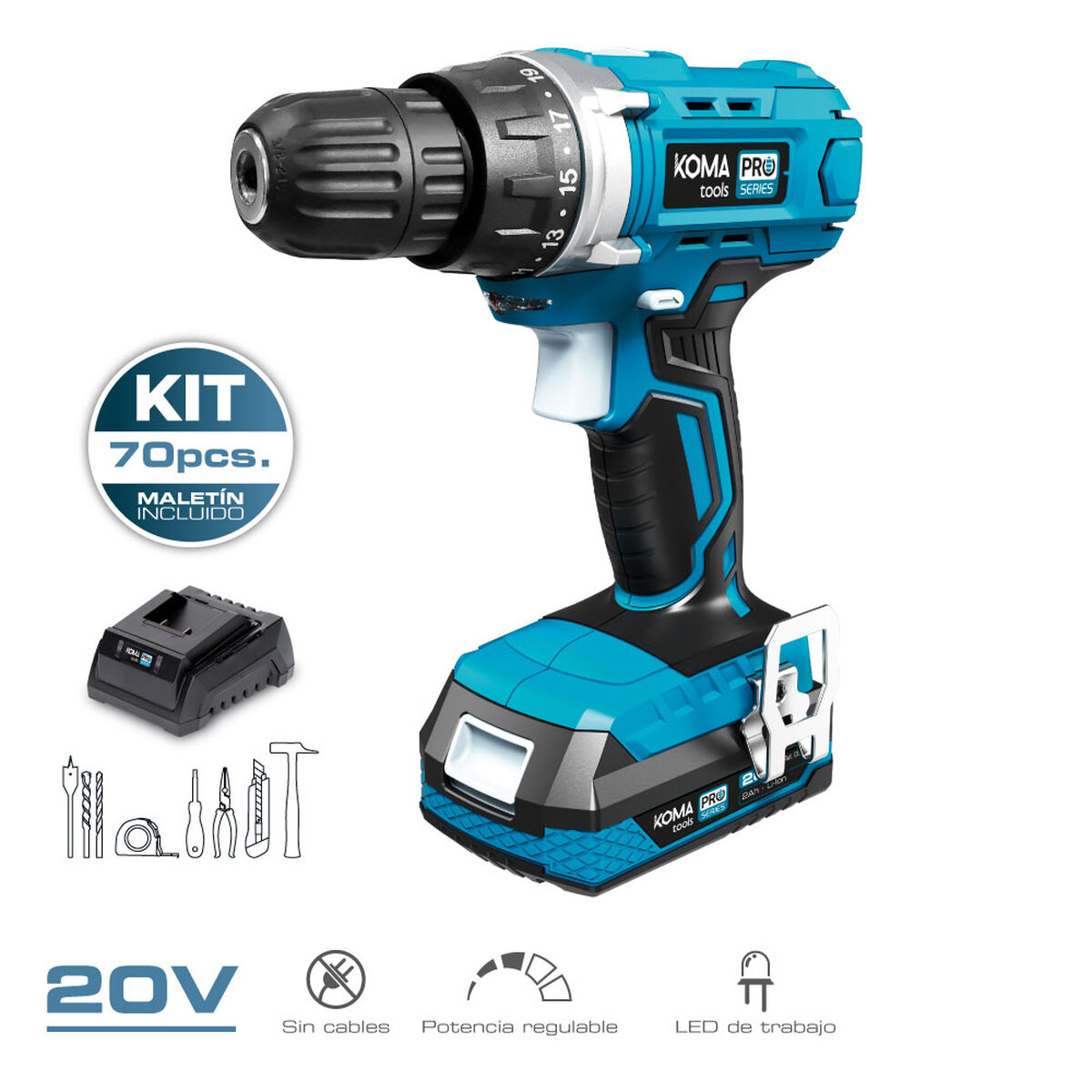 Set trapano e accessori Koma Tools Pro Series Cacciavite 70 piezas 3 S7920883_1