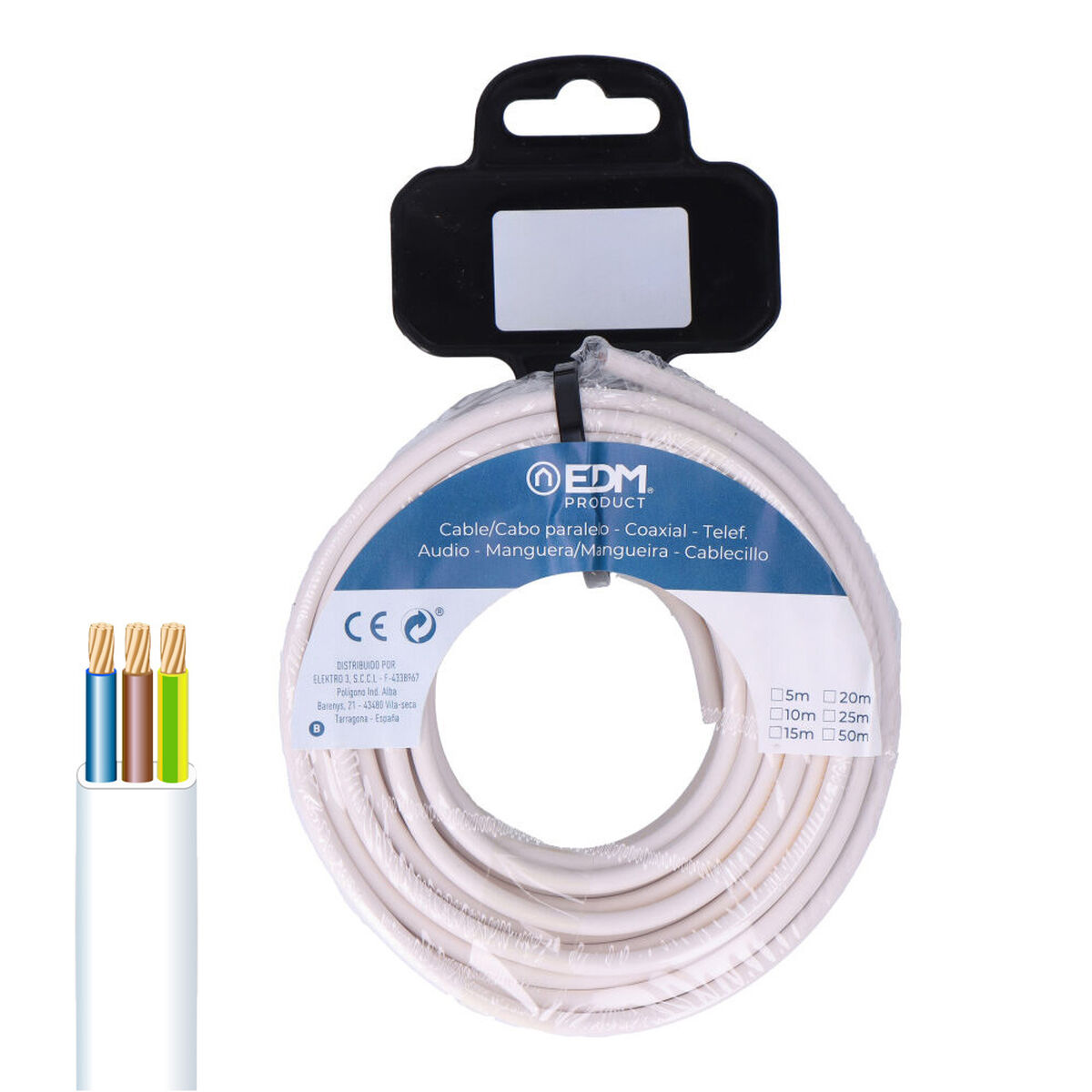 Cavo Elettrico Tubo EDM 28091 3 x 1 mm 10 m Audio 2 S7925243_0