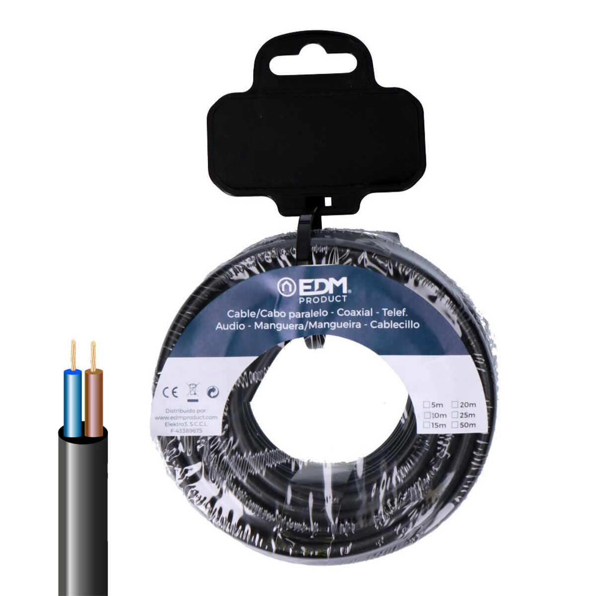 Cavo Elettrico Tubo EDM 28318 vv-k06 Nero 20 m 2 S7926310_0