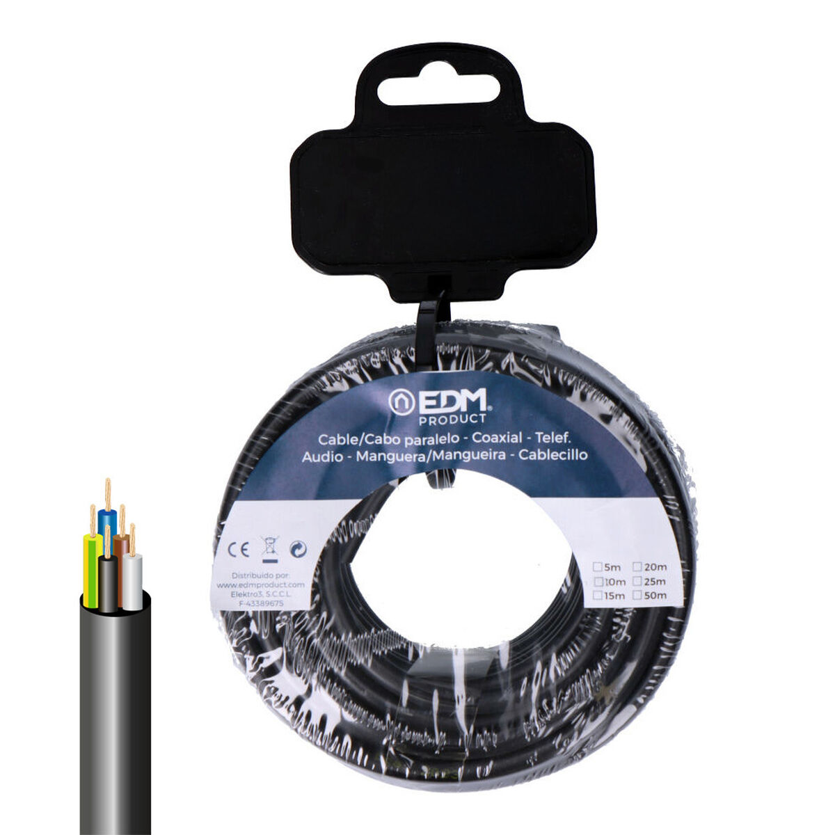Cavo Elettrico Tubo EDM 28379 vv-k06 Nero 5 m 2 S7926313_0