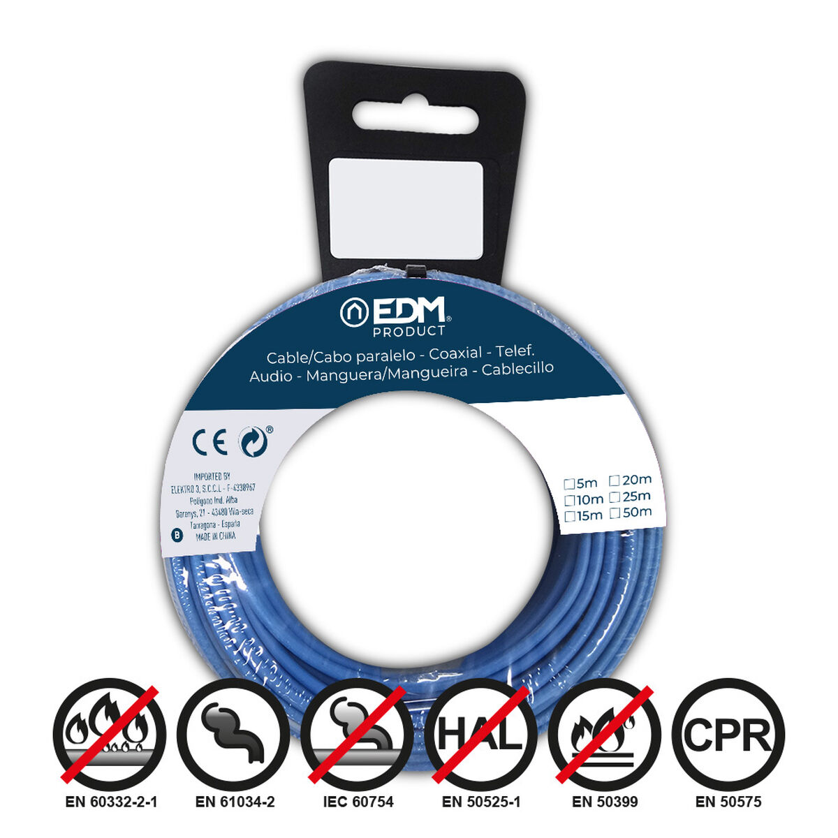 Cavo EDM 28460 Azzurro 2,5 mm 15 m 3 S7915307_1