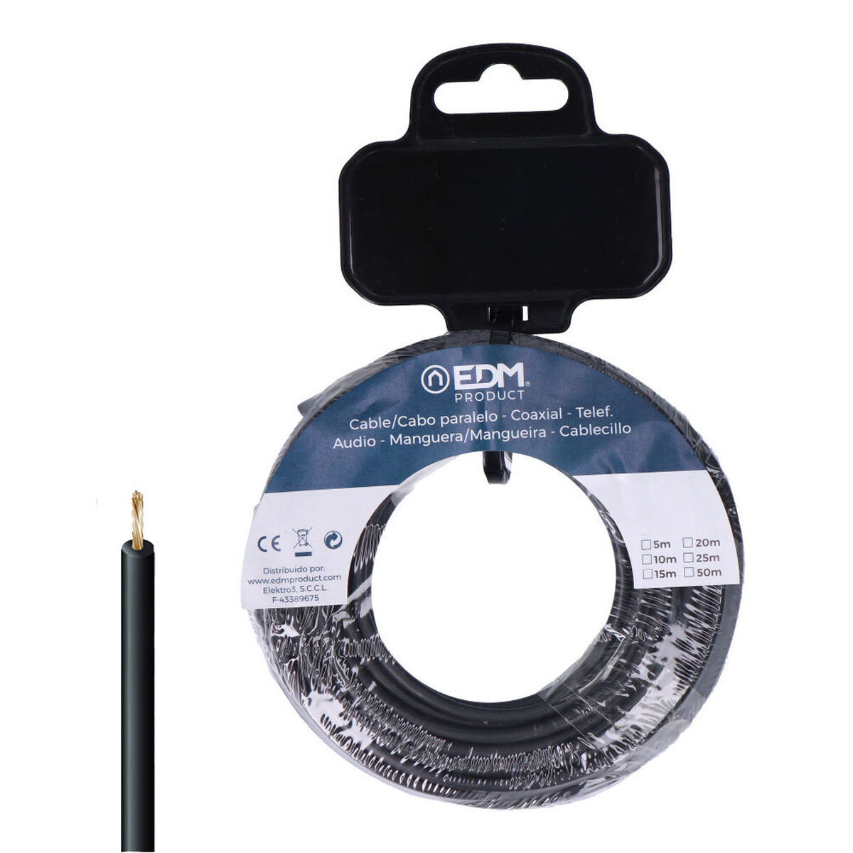 Cavo Elettrico Unipolare EDM 28583 Nero 20 m h07z1-k 2 S7926324_0