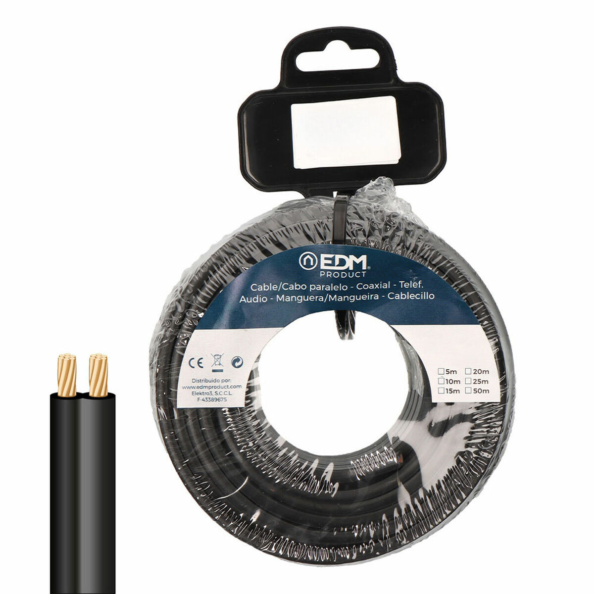Cavo parallelo piatto EDM 28714 Nero 20 m 2 x 0,75 mm 2 S7925271_0