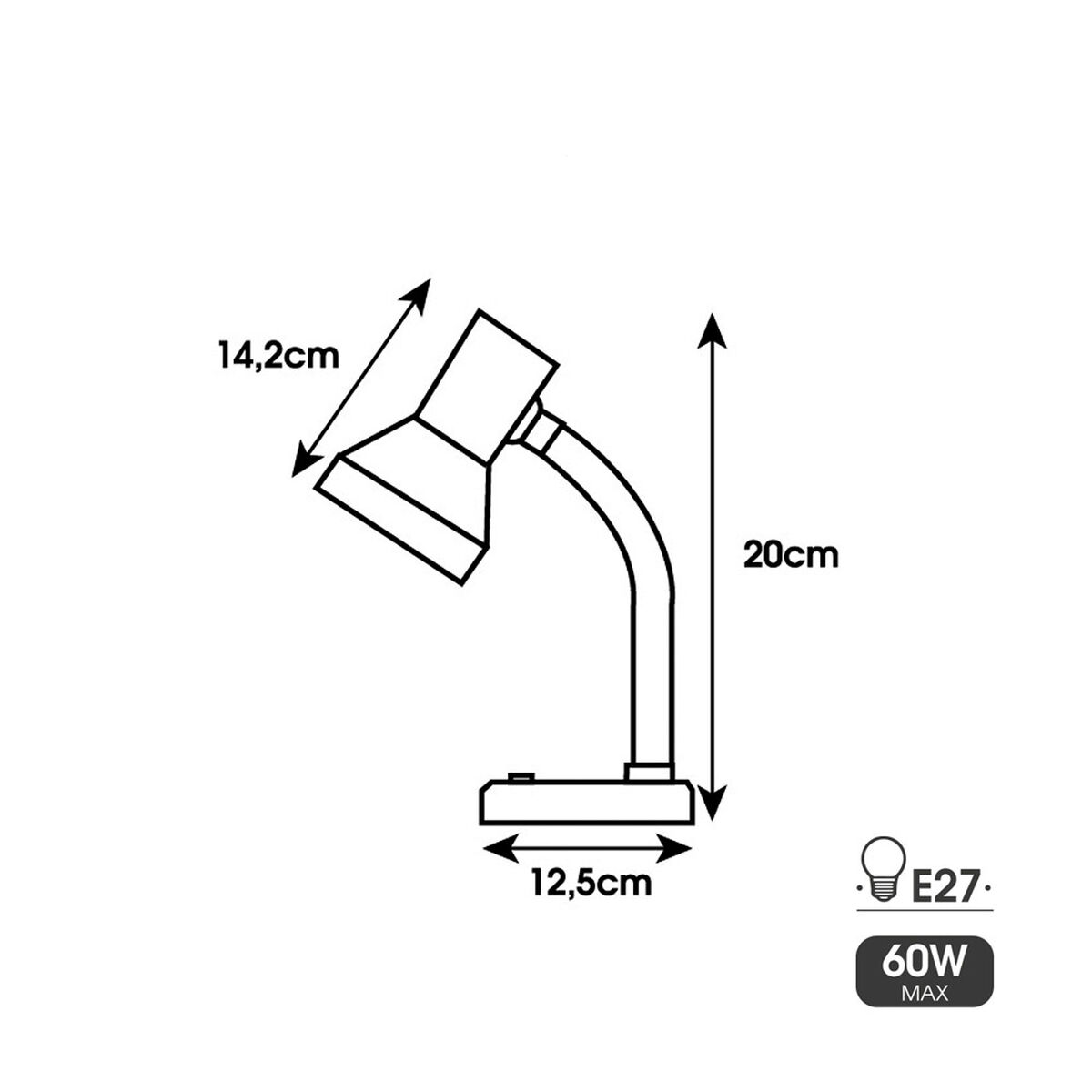 Lampada da scrivania EDM 30251 London Bianco Metallo 60 W 12,5 x 20 cm E27 Flexo/Lampada da scrivania 4 S7915374_2