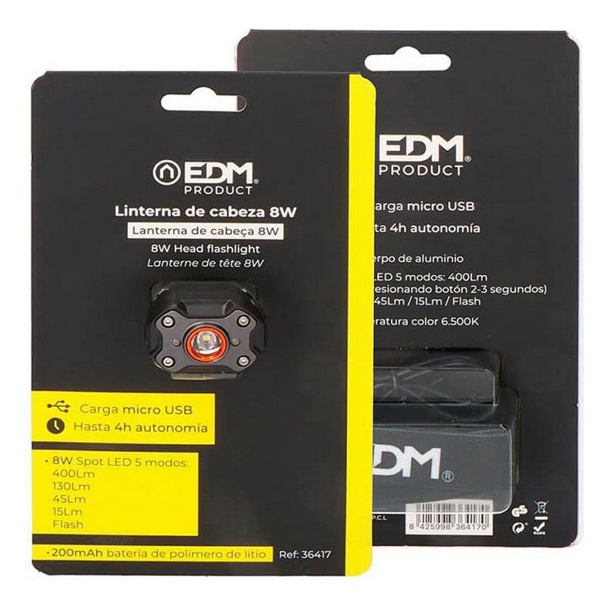 Torcia Frontale LED EDM 36417 Nero 8 W 400 lm 5 S7909515_3
