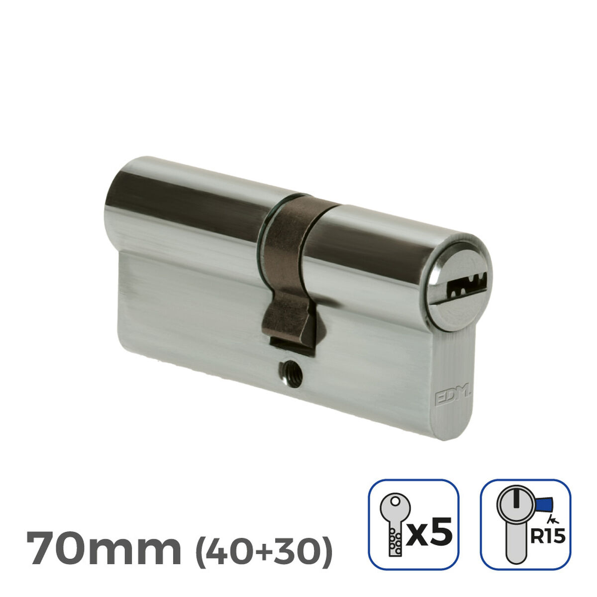 Cilindro EDM r15 Europeo Leva lunga Argentato nichel (70 mm) 3 S7905200_1
