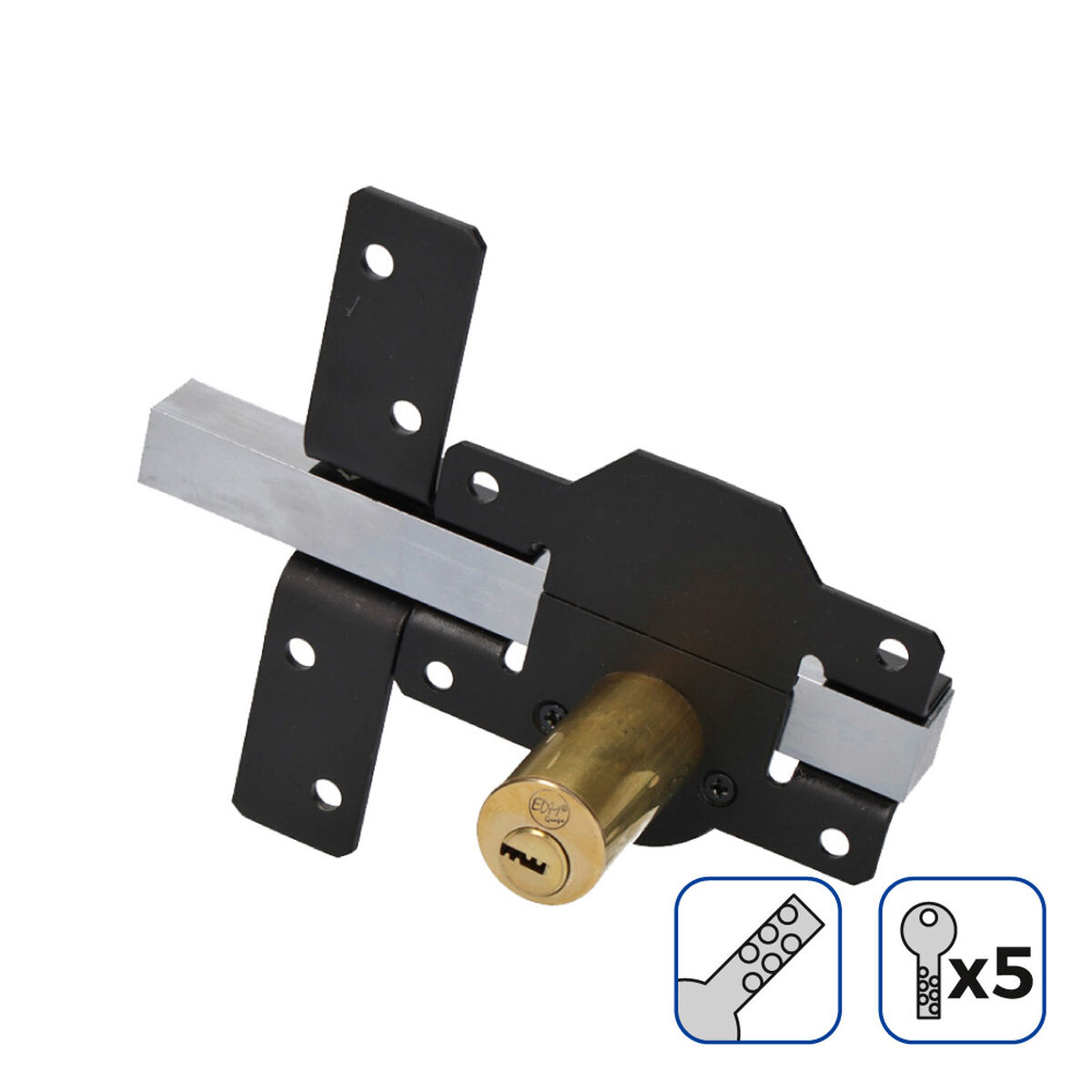 Chiavistello di sicurezza EDM 85192 Nero nichel 83 x 170 mm Ø26 mm 4 S7901924_2